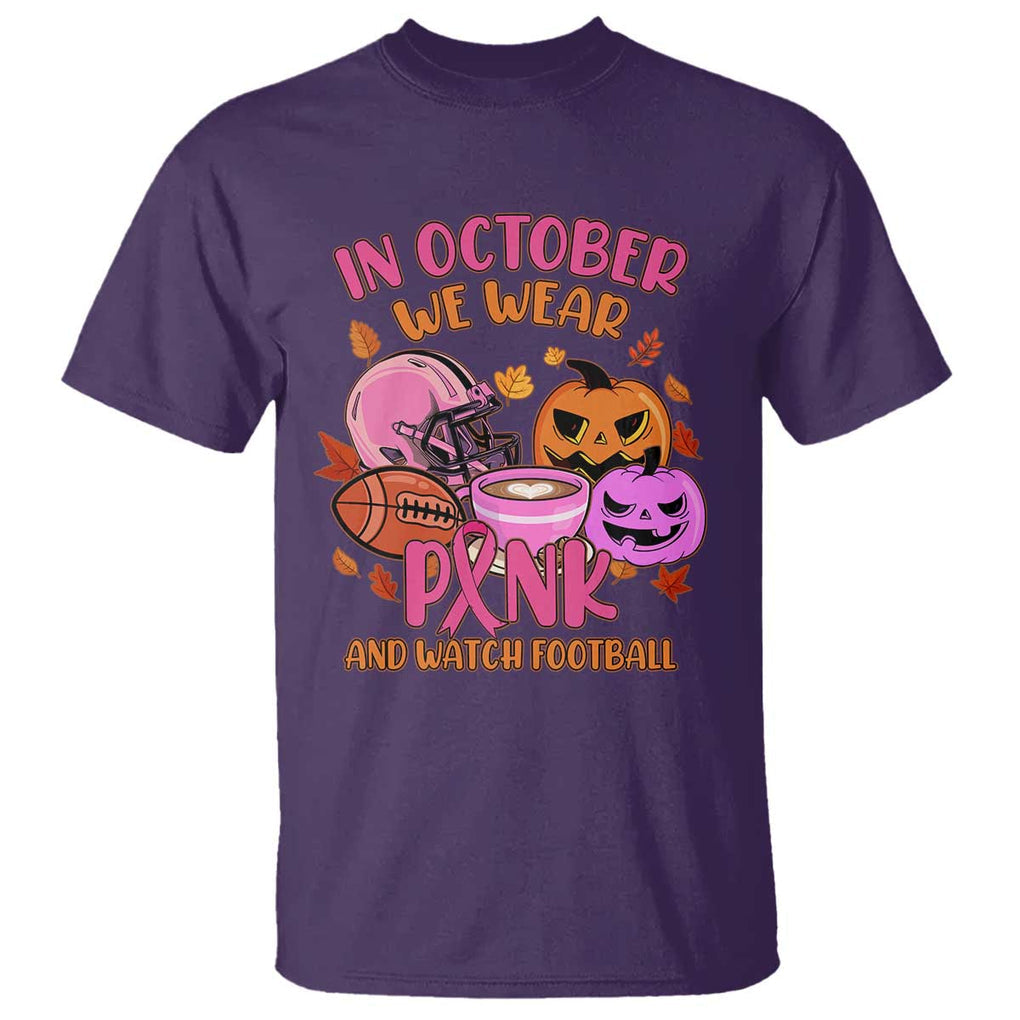 Breast Cancer Awareness T Shirt In October We Wear Pink And Watch Football Season Fall Vibe TS02 Purple Print Your Wear