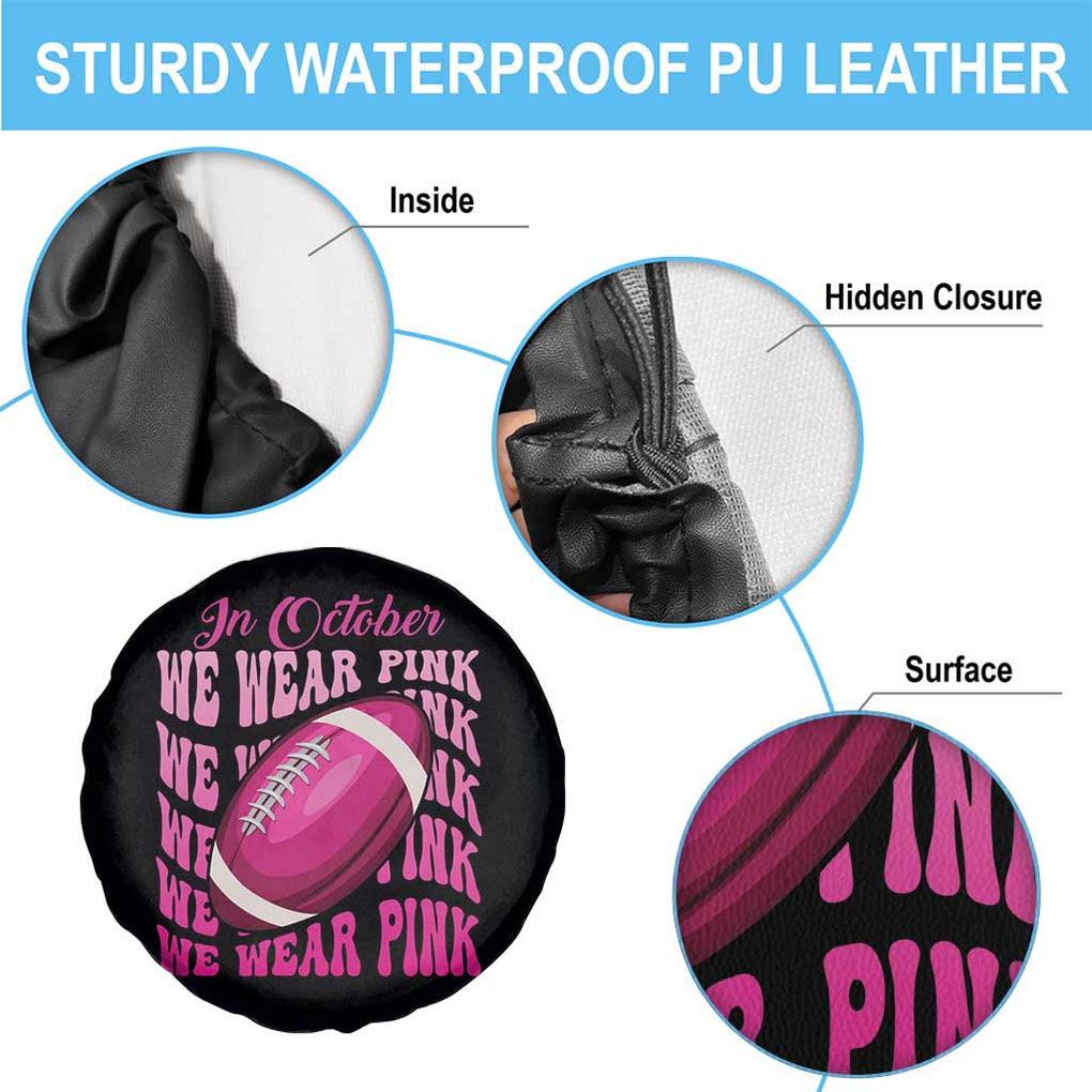 Breast Cancer Football Spare Tire Cover In October We Wear Pink Rugby Retro Groovy TS02 Print Your Wear