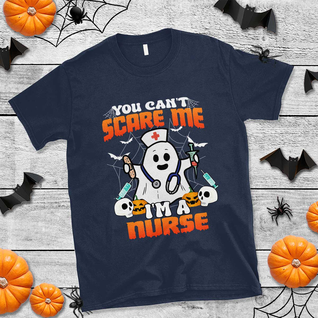Halloween Nurse T Shirt You Can't Scare Me I'm A Nurse RN Boo Sheet Ghost TS02 Navy Print Your Wear