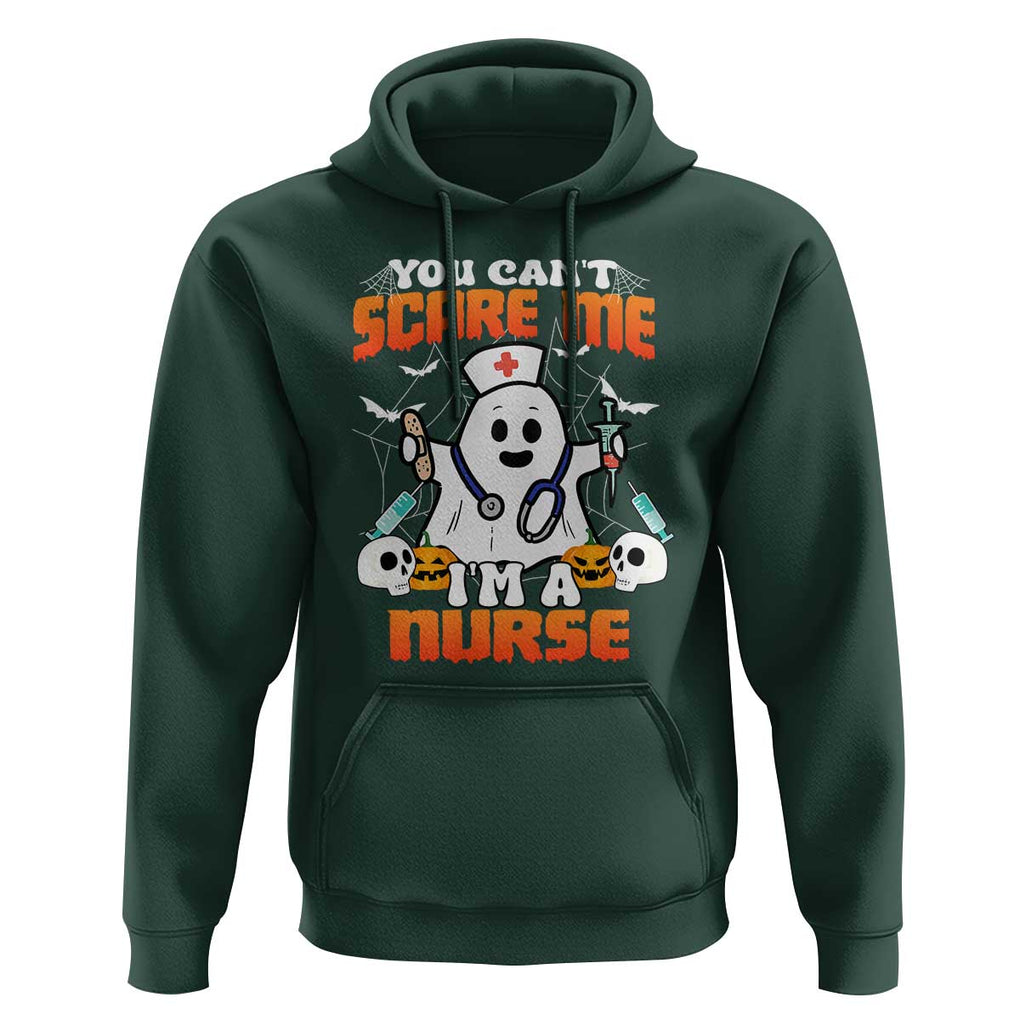 Halloween Nurse Hoodie You Can't Scare Me I'm A Nurse RN Boo Sheet Ghost TS02 Dark Forest Green Print Your Wear