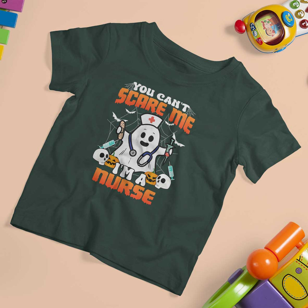Halloween Nurse T Shirt For Kid You Can't Scare Me I'm A Nurse RN Boo Sheet Ghost TS02 Dark Forest Green Print Your Wear