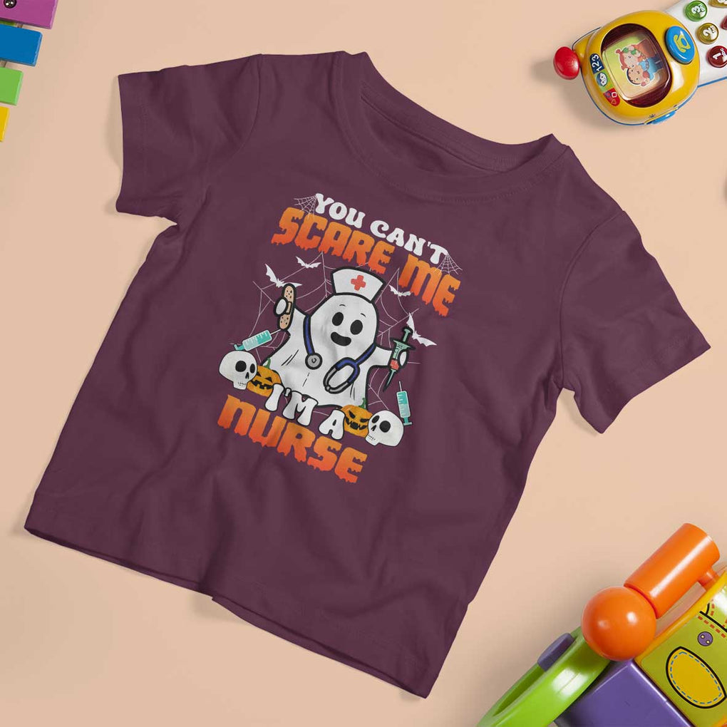Halloween Nurse T Shirt For Kid You Can't Scare Me I'm A Nurse RN Boo Sheet Ghost TS02 Maroon Print Your Wear