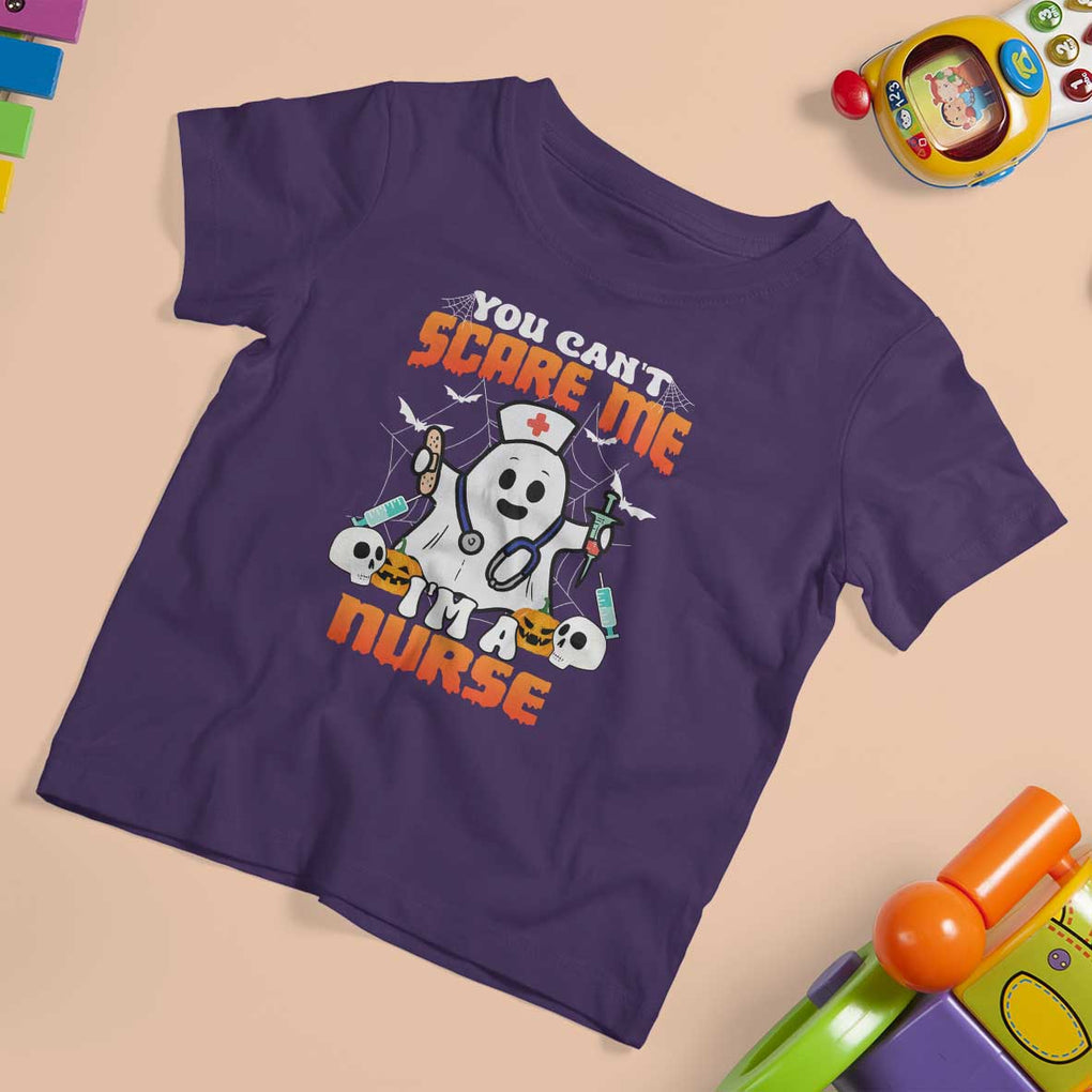 Halloween Nurse T Shirt For Kid You Can't Scare Me I'm A Nurse RN Boo Sheet Ghost TS02 Purple Print Your Wear
