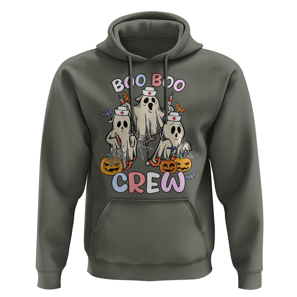 Halloween Nurse Hoodie Boo Boo Crew Ghost Halloween Costume Funny Nursing TS02 Military Green Print Your Wear