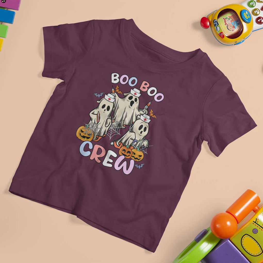 Halloween Nurse T Shirt For Kid Boo Boo Crew Ghost Halloween Costume Funny Nursing TS02 Maroon Print Your Wear