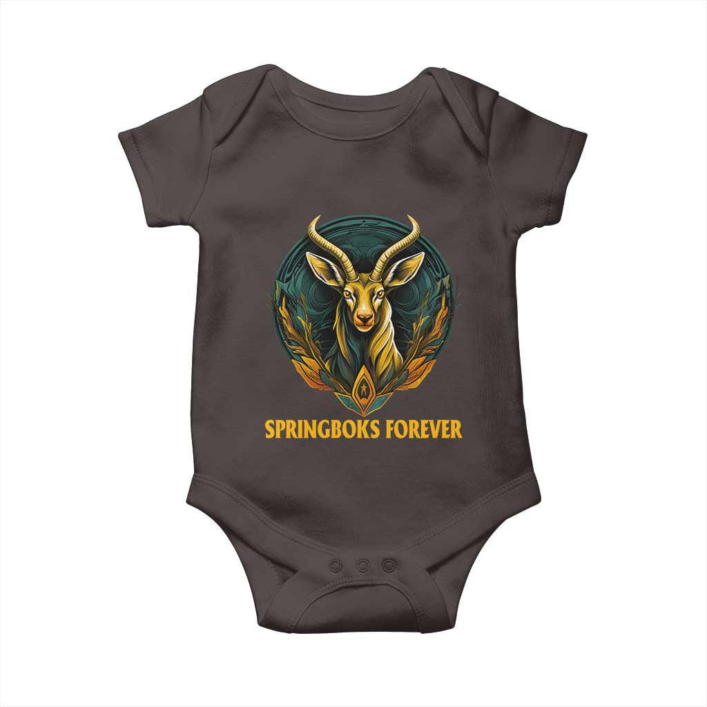 South Africa Rugby Springboks Baby Onesie Forever Stronger Together Go Bokke TS02 Dark Chocolate Print Your Wear