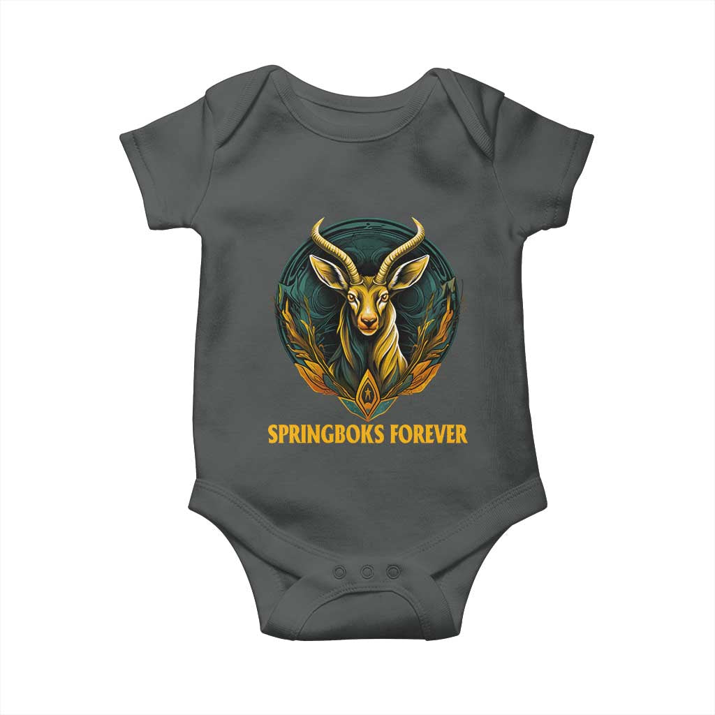 South Africa Rugby Springboks Baby Onesie Forever Stronger Together Go Bokke TS02 Dark Heather Print Your Wear