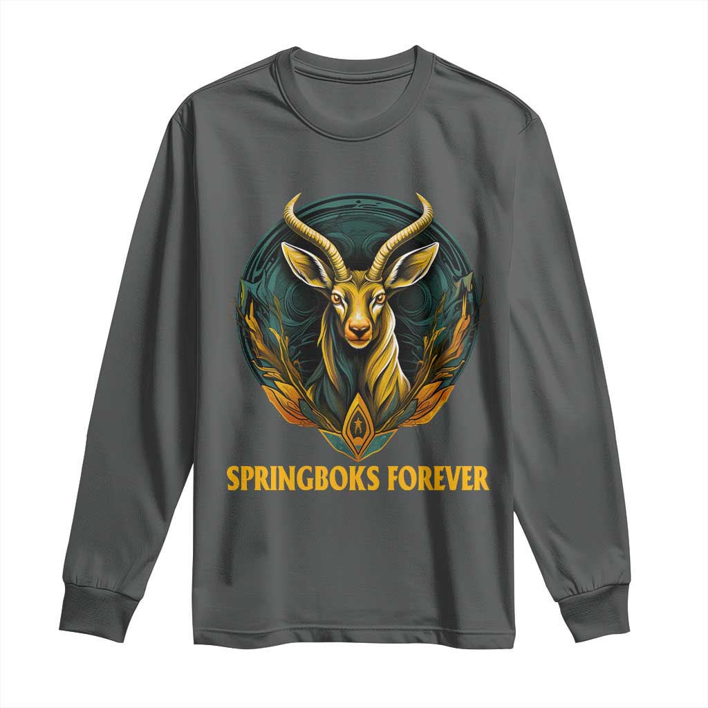 South Africa Rugby Springboks Long Sleeve Shirt Forever Stronger Together Go Bokke TS02 Dark Heather Print Your Wear