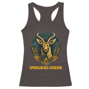 South Africa Rugby Springboks Racerback Tank Top Forever Stronger Together Go Bokke TS02 Dark Chocolate Print Your Wear