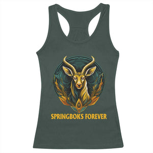 South Africa Rugby Springboks Racerback Tank Top Forever Stronger Together Go Bokke TS02 Dark Forest Green Print Your Wear