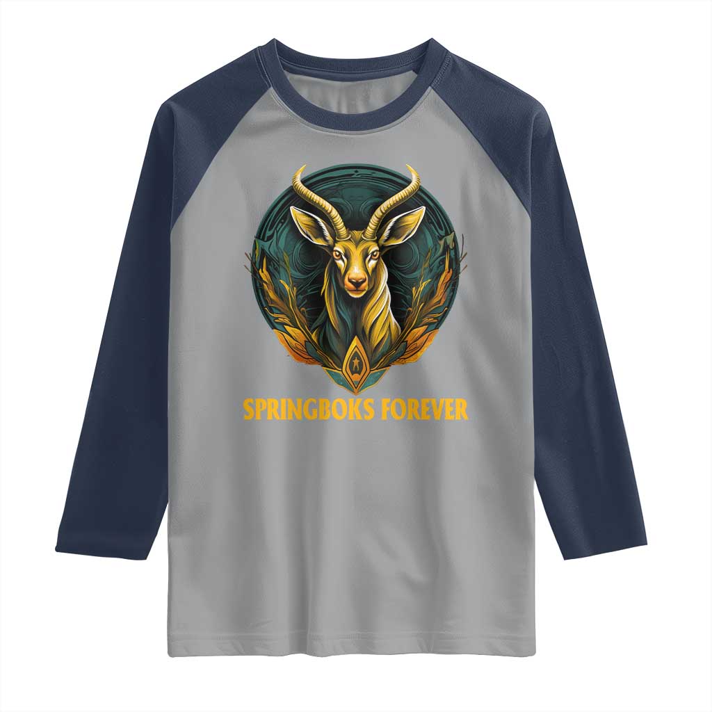 South Africa Rugby Springboks Raglan Shirt Forever Stronger Together Go Bokke TS02 Sport Gray Navy Print Your Wear