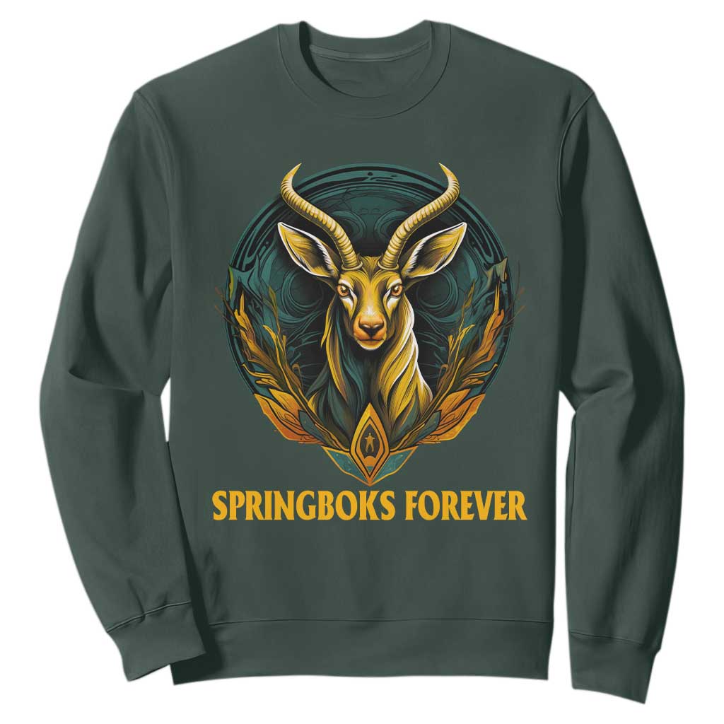 South Africa Rugby Sweatshirt Springboks Forever Stronger Together Go Bokke TS02 Dark Forest Green Printyourwear
