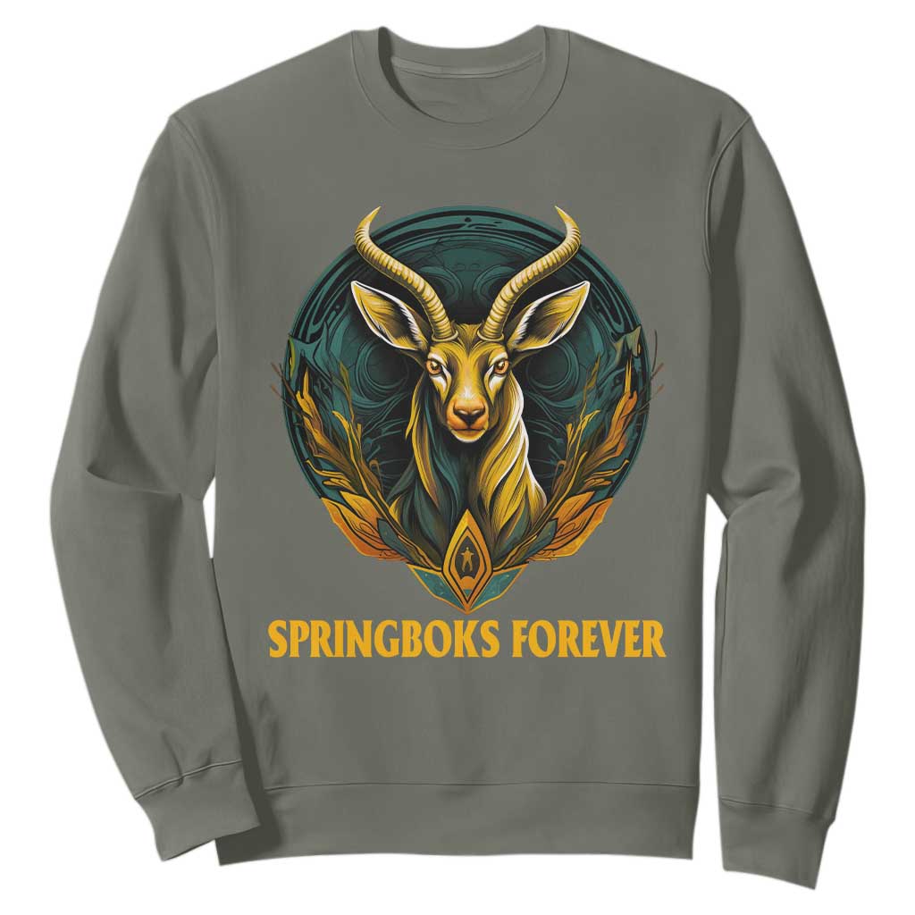 South Africa Rugby Sweatshirt Springboks Forever Stronger Together Go Bokke TS02 Military Green Printyourwear