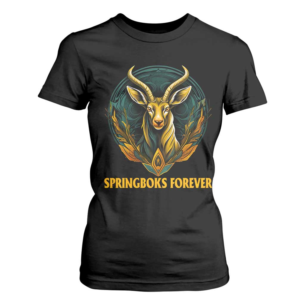 South Africa Rugby Springboks T Shirt For Women Forever Stronger Together Go Bokke TS02 Black Print Your Wear