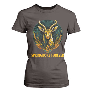 South Africa Rugby Springboks T Shirt For Women Forever Stronger Together Go Bokke TS02 Dark Chocolate Print Your Wear