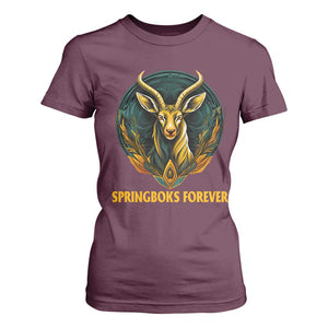 South Africa Rugby Springboks T Shirt For Women Forever Stronger Together Go Bokke TS02 Maroon Print Your Wear