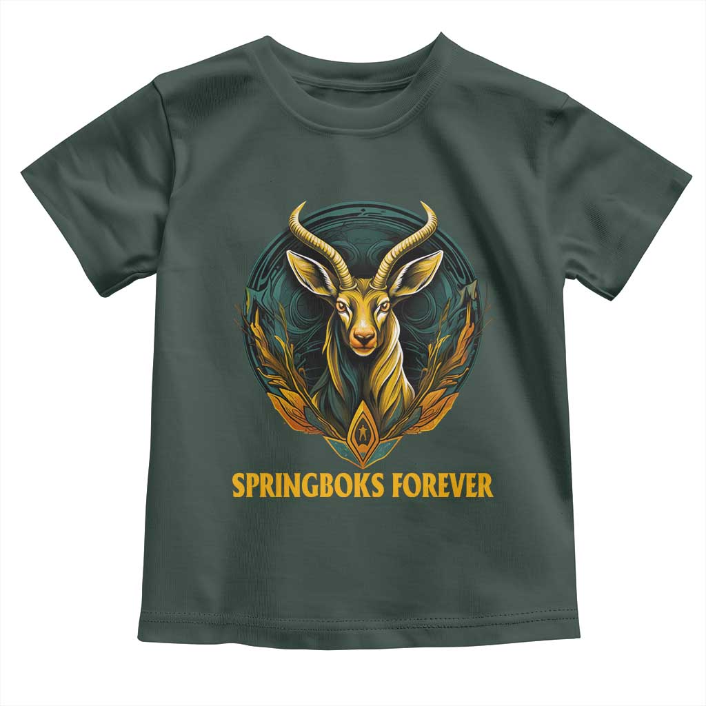 South Africa Rugby Springboks Toddler T Shirt Forever Stronger Together Go Bokke TS02 Dark Forest Green Print Your Wear