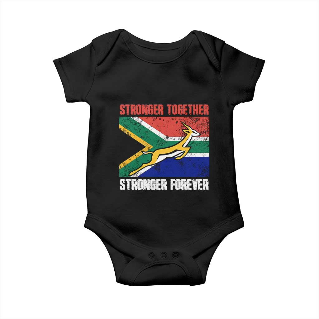 South Africa Rugby Springboks Baby Onesie Stronger Together Stronger Forever Go Bokke TS02 Black Print Your Wear