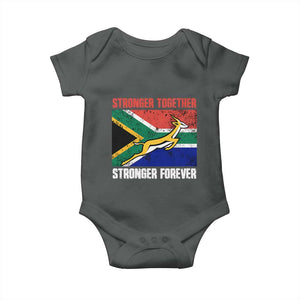 South Africa Rugby Springboks Baby Onesie Stronger Together Stronger Forever Go Bokke TS02 Dark Heather Print Your Wear