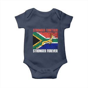 South Africa Rugby Springboks Baby Onesie Stronger Together Stronger Forever Go Bokke TS02 Navy Print Your Wear