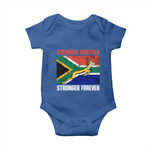 South Africa Rugby Springboks Baby Onesie Stronger Together Stronger Forever Go Bokke TS02 Royal Blue Print Your Wear