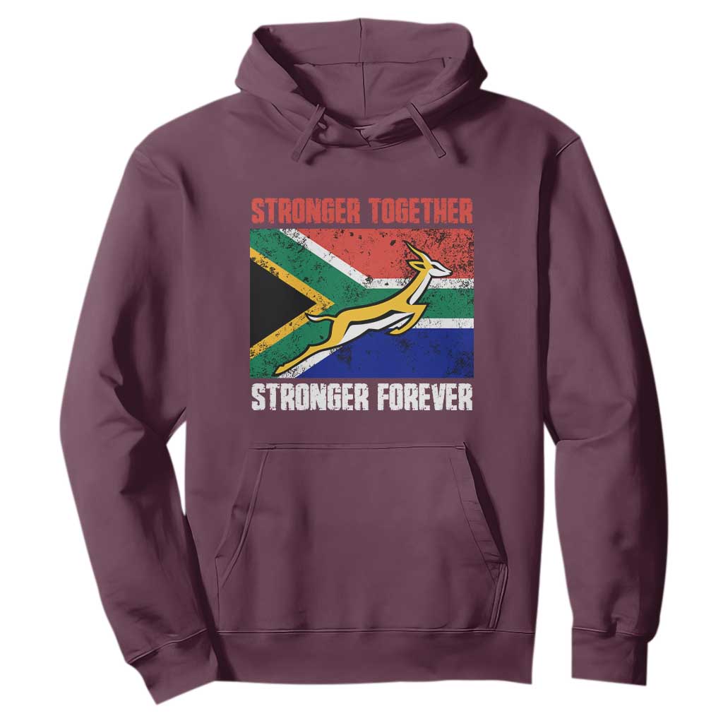 South Africa Rugby Hoodie Stronger Together Stronger Forever Springboks Go Bokke TS02 Maroon Printyourwear