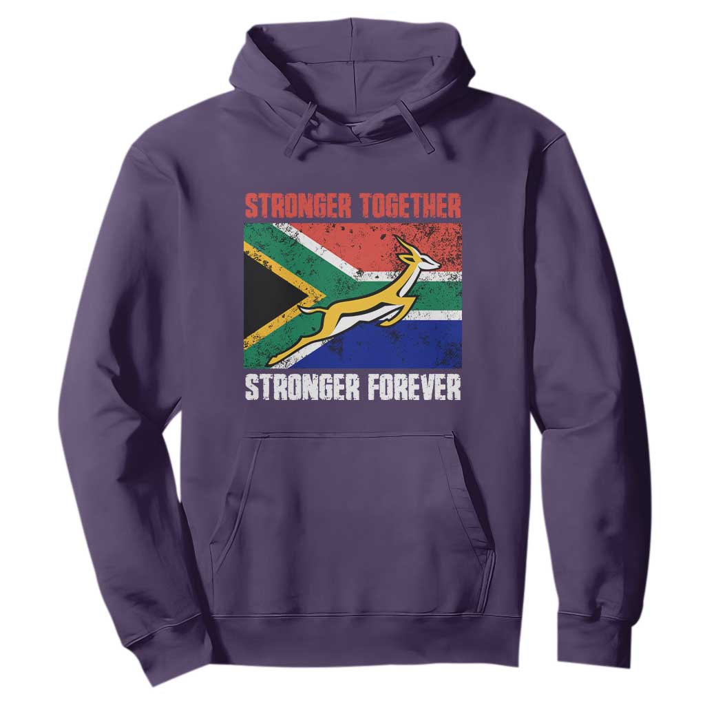 South Africa Rugby Hoodie Stronger Together Stronger Forever Springboks Go Bokke TS02 Purple Printyourwear