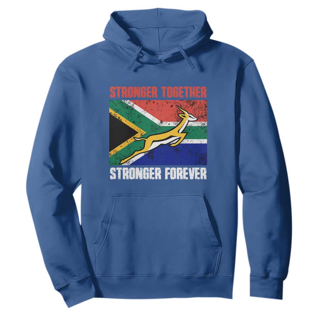 South Africa Rugby Hoodie Stronger Together Stronger Forever Springboks Go Bokke TS02 Royal Blue Printyourwear