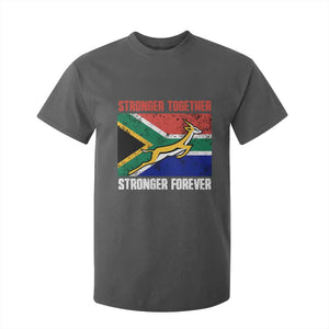 South Africa Rugby Springboks T Shirt For Kid Stronger Together Stronger Forever Go Bokke TS02 Dark Heather Print Your Wear