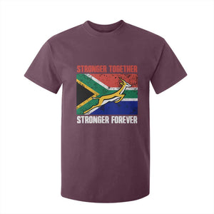 South Africa Rugby Springboks T Shirt For Kid Stronger Together Stronger Forever Go Bokke TS02 Maroon Print Your Wear