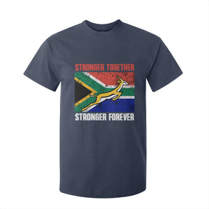 South Africa Rugby Springboks T Shirt For Kid Stronger Together Stronger Forever Go Bokke TS02 Navy Print Your Wear