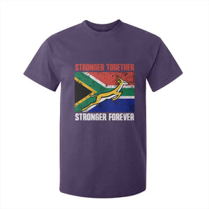 South Africa Rugby Springboks T Shirt For Kid Stronger Together Stronger Forever Go Bokke TS02 Purple Print Your Wear