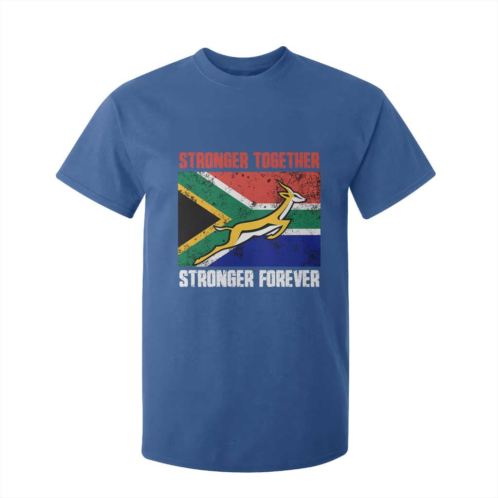 South Africa Rugby Springboks T Shirt For Kid Stronger Together Stronger Forever Go Bokke TS02 Royal Blue Print Your Wear