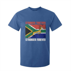 South Africa Rugby Springboks T Shirt For Kid Stronger Together Stronger Forever Go Bokke TS02 Royal Blue Print Your Wear