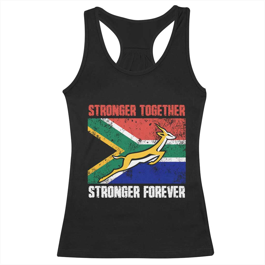 South Africa Rugby Springboks Racerback Tank Top Stronger Together Stronger Forever Go Bokke TS02 Black Print Your Wear