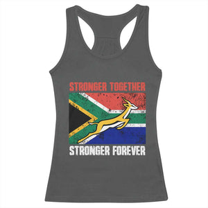 South Africa Rugby Springboks Racerback Tank Top Stronger Together Stronger Forever Go Bokke TS02 Dark Heather Print Your Wear
