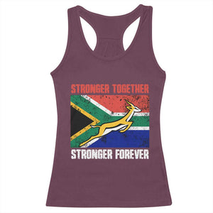 South Africa Rugby Springboks Racerback Tank Top Stronger Together Stronger Forever Go Bokke TS02 Maroon Print Your Wear