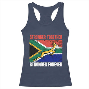 South Africa Rugby Springboks Racerback Tank Top Stronger Together Stronger Forever Go Bokke TS02 Navy Print Your Wear