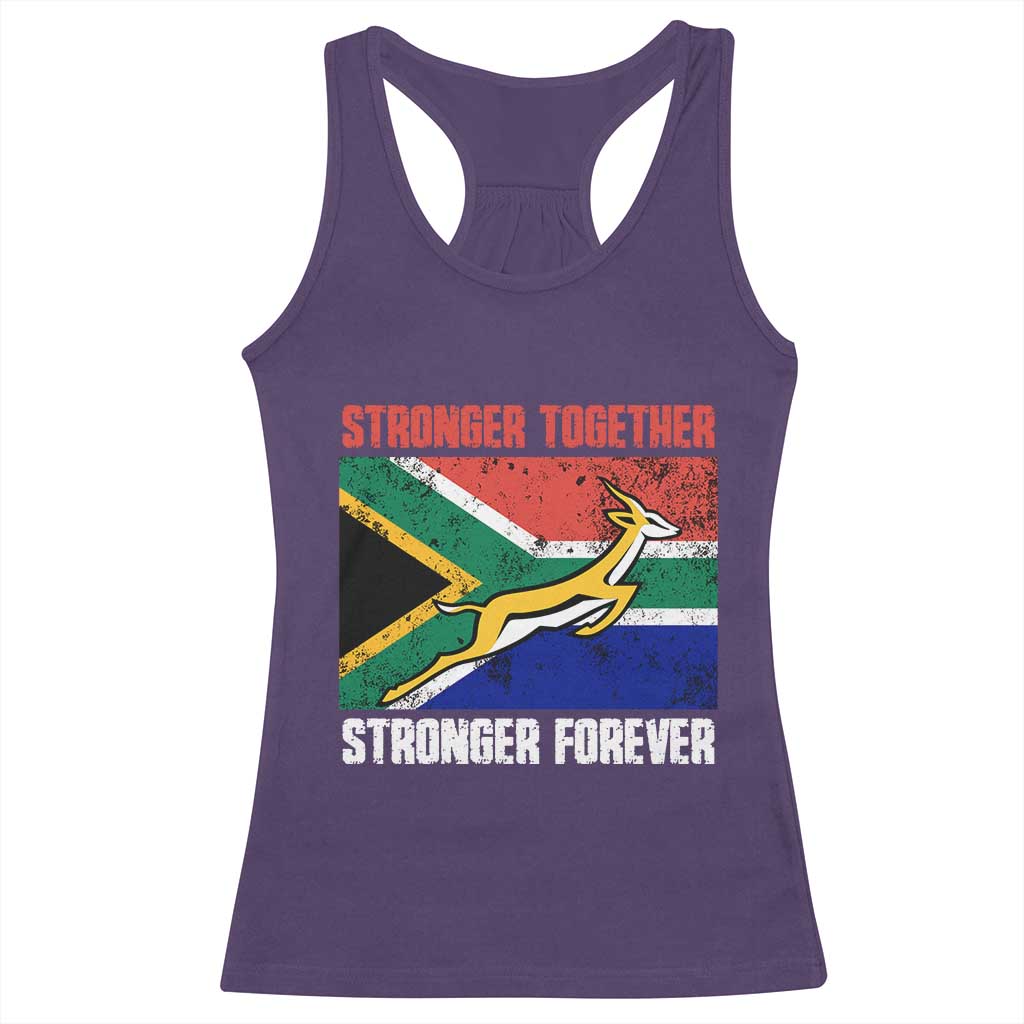 South Africa Rugby Springboks Racerback Tank Top Stronger Together Stronger Forever Go Bokke TS02 Purple Print Your Wear