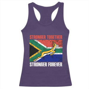 South Africa Rugby Springboks Racerback Tank Top Stronger Together Stronger Forever Go Bokke TS02 Purple Print Your Wear