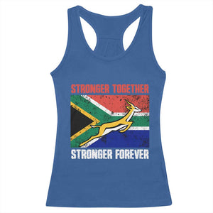 South Africa Rugby Springboks Racerback Tank Top Stronger Together Stronger Forever Go Bokke TS02 Royal Blue Print Your Wear