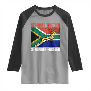South Africa Rugby Springboks Raglan Shirt Stronger Together Stronger Forever Go Bokke TS02 Sport Gray Black Print Your Wear