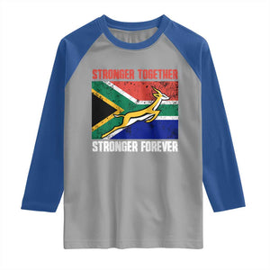South Africa Rugby Springboks Raglan Shirt Stronger Together Stronger Forever Go Bokke TS02 Sport Gray Royal Print Your Wear