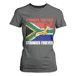 South Africa Rugby Springboks T Shirt For Women Stronger Together Stronger Forever Go Bokke TS02 Dark Heather Print Your Wear