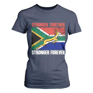 South Africa Rugby Springboks T Shirt For Women Stronger Together Stronger Forever Go Bokke TS02 Navy Print Your Wear