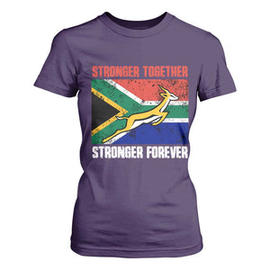 South Africa Rugby Springboks T Shirt For Women Stronger Together Stronger Forever Go Bokke TS02 Purple Print Your Wear