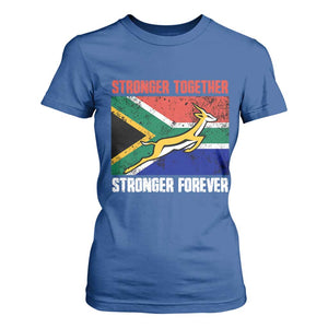South Africa Rugby Springboks T Shirt For Women Stronger Together Stronger Forever Go Bokke TS02 Royal Blue Print Your Wear