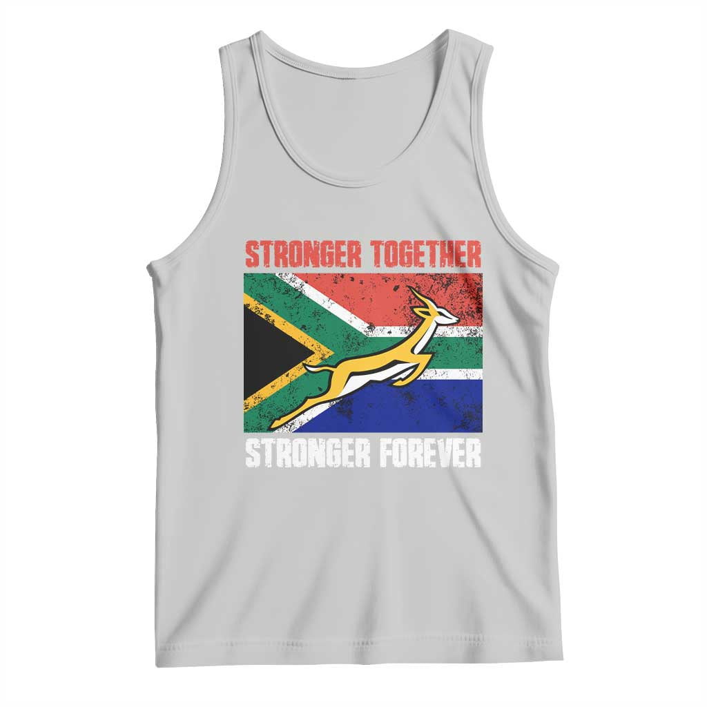 South Africa Rugby Springboks Tank Top Stronger Together Stronger Forever Go Bokke TS02 Ash Print Your Wear