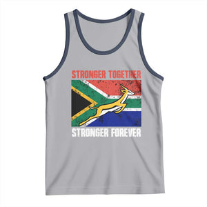 South Africa Rugby Springboks Tank Top Stronger Together Stronger Forever Go Bokke TS02 Athletic Heather Navy Print Your Wear