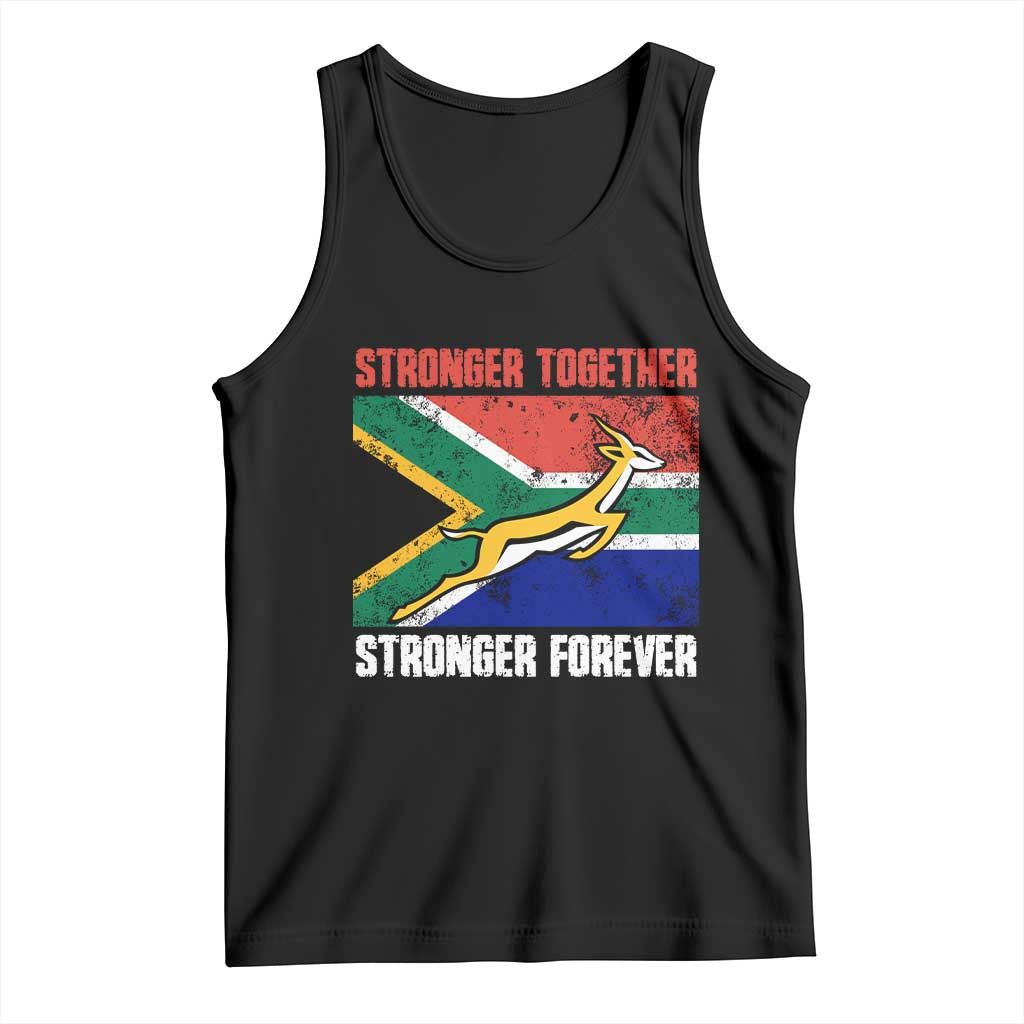South Africa Rugby Springboks Tank Top Stronger Together Stronger Forever Go Bokke TS02 Black Print Your Wear